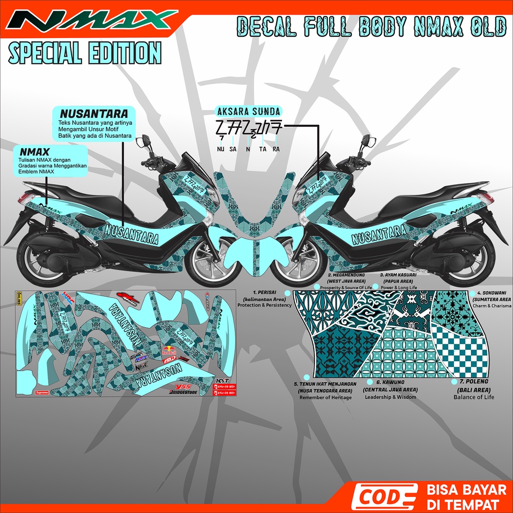 STICKER DECAL FULL BODY SAMPING NMAX OLD / STICKER FULL BODY NMAX OLD MOTIF BATIK