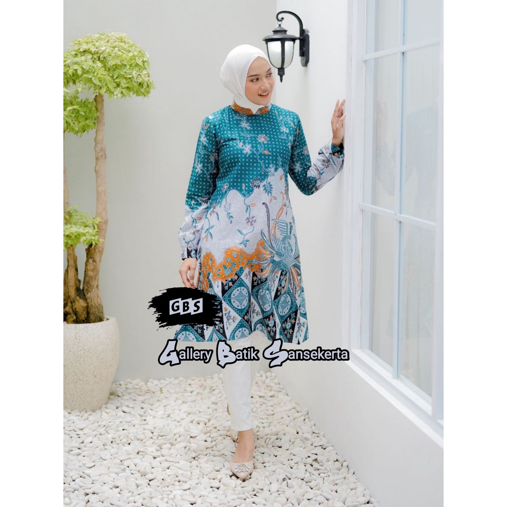 Tunik Batik Wanita Modern M L XL XXL Jumbo Batik Tunik Seragam Kerja Kantor