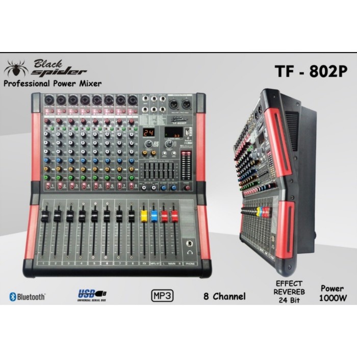 Power mixer blackspider 8 channel tf 802p 1000 watt tf802 original