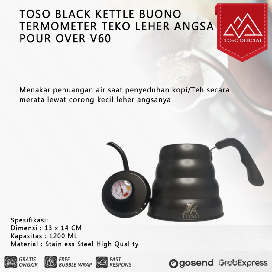 TOSO V60 Timbangan Digital Hitam 3kg