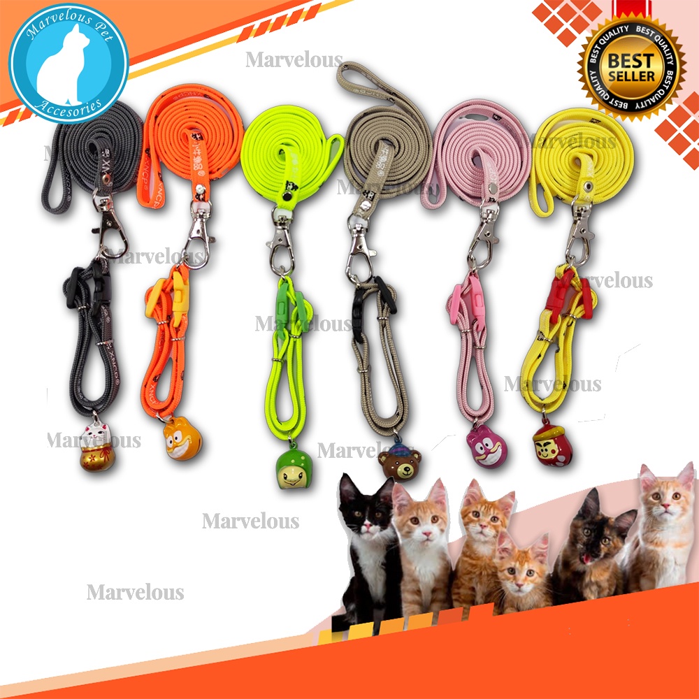 Tali Kalung Kucing Motif Premium Lonceng Boneka / Tali Harness &amp; Brangus Kucing / Tali Penuntun Kucing / Aksesoris Kalung dan Harness