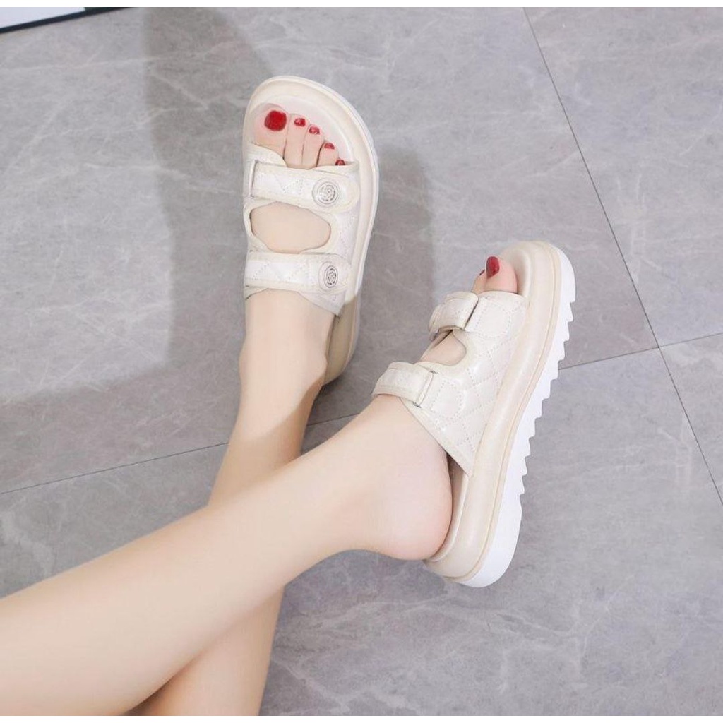 DDXX0789 Sandal Wanita Slip On Strap Fashion Import CASSIE Ready Jakarta Bisa COD (With Box)