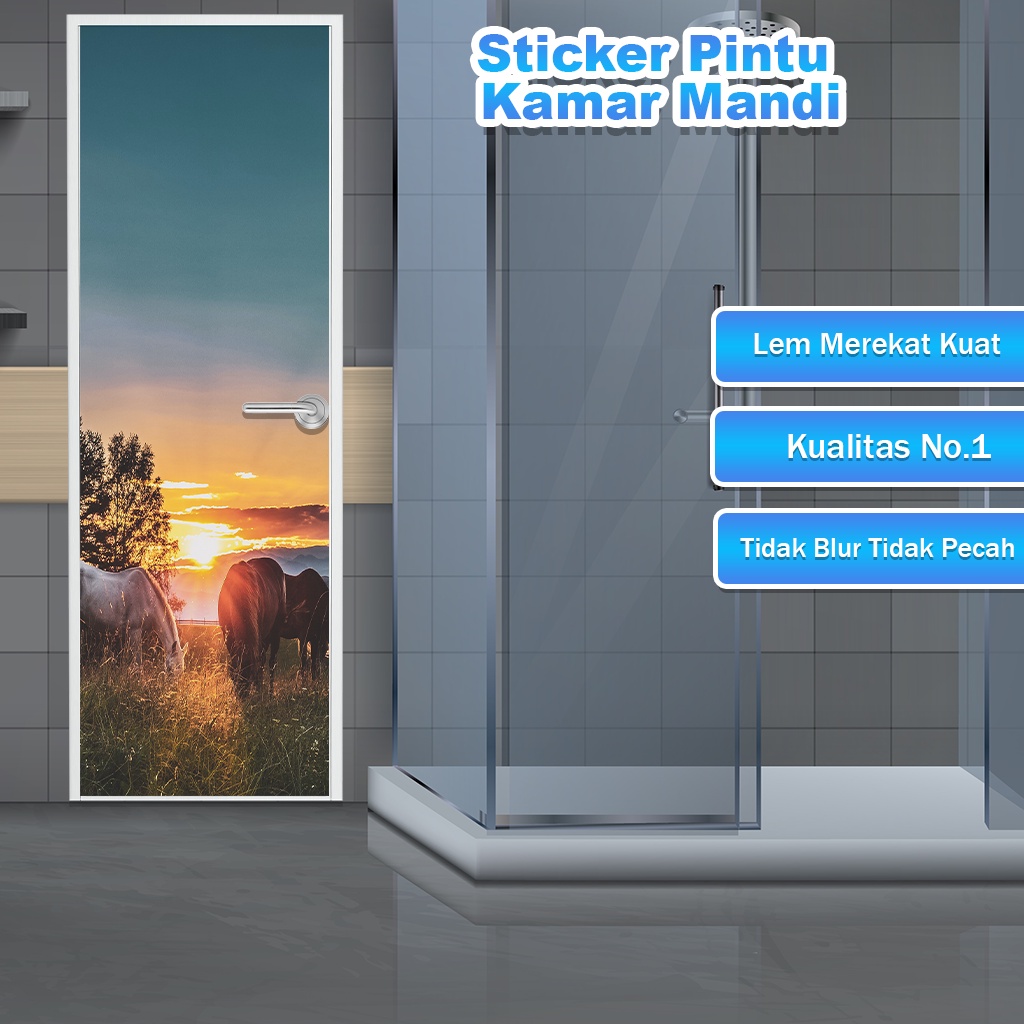Stiker Pintu Toilet Kamar Mandi Motif 3D Wallpaper Terbaru