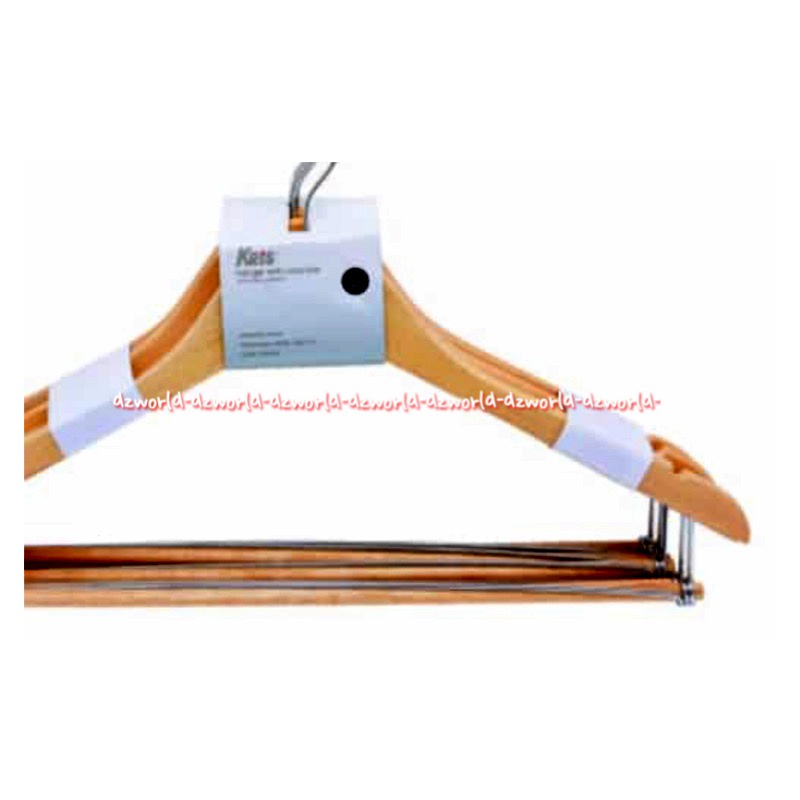 Stora Wood Hanging Cross Bar Natural 5pcs 1set Hanger Gantungan Baju Pakaian Bahan Kayu Dengan Besi Tambahan Di Tengah Tidak Mudah Patah Woods Hangers