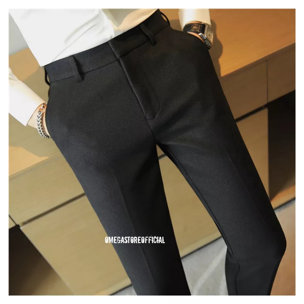 OMEGA - Celana Bahan Dasar Pria Slim Fit Size 27-38