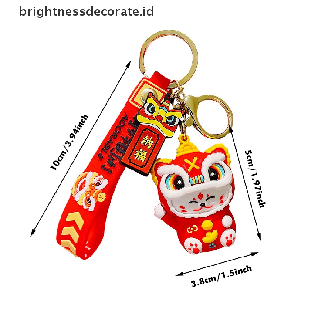 [Birth] Gantungan Kunci Wajah Kucing Lion Dance Gaya Cina Kreatif Lucu Untuk Wanita Grosir Tas Aksesoris Liontin Mobil [ID]