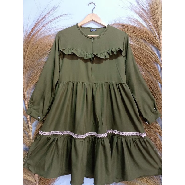 Tunik Renda Susun Polos bahan syakila