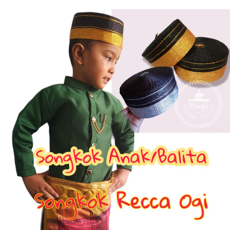 Songkok Recca Anak Kecil Bayi Balita Remaja Bugis Bone Asli Kualitas Standar Kopiah Soppeng Wajo Mak