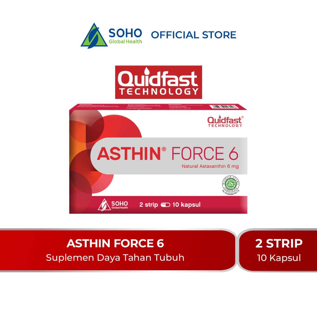 Asthin Force 6 Suplemen Antioksidan + Healthy Skin isi 2 Strip @10 Kapsul - 1 Box