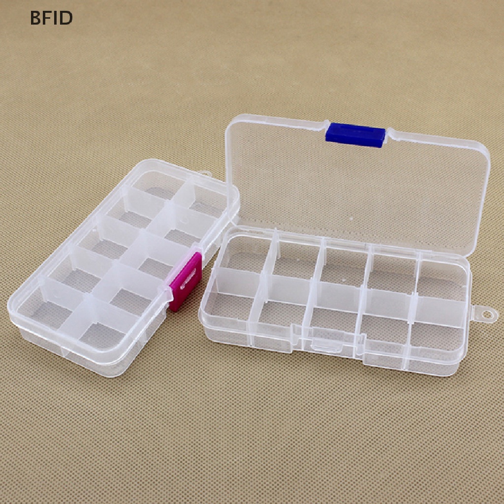 [BFID] 10kisi Kotak Penyimpanan Plastik Transparan Dapat Disesuaikan Untuk Kotak Alat Perhiasan Komponen Kecil Manik Pil Organizer Nail Art Tip Case [ID]