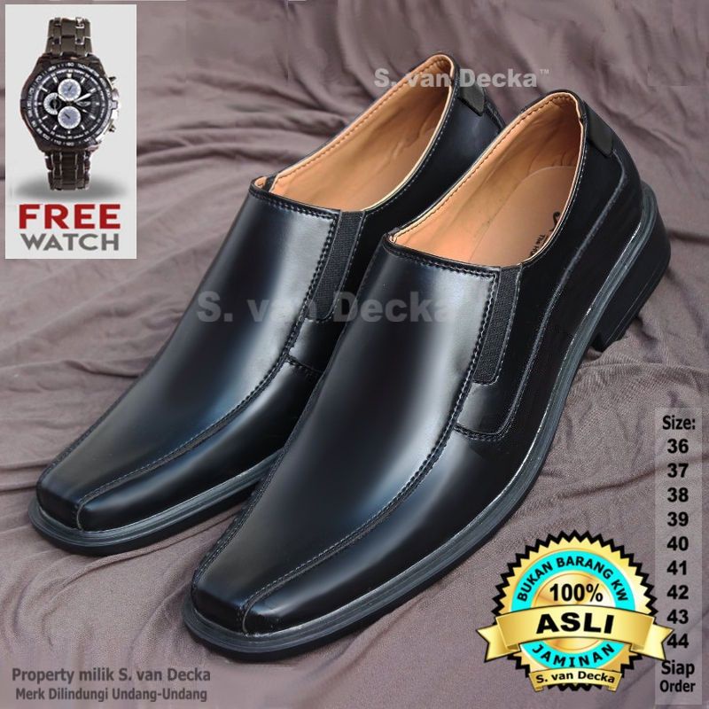 Sepatu Pantofel Pria Original S Van Decka Size 46 Gratis Jam Tangan Preloved Hitam