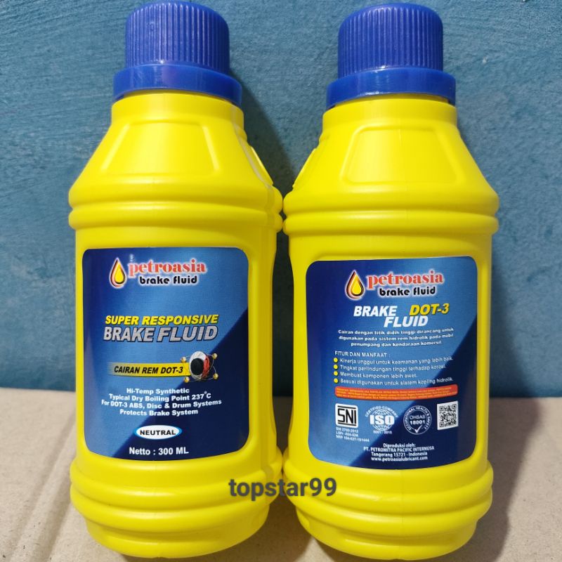 Minyak Rem Petroasia 300ml Dot 3 Warna Neutral Clear Bening Brake Fluid Oli Rem Minyak Rem 300ml