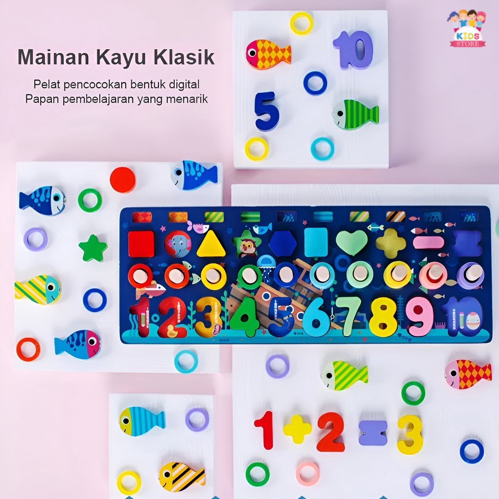 Ocean Logarithmic Board Montessori | Mainan Puzzle Kayu Anak | Kado Ultah Anak Laki Laki | Mainan Edukasi Anak Perempuan