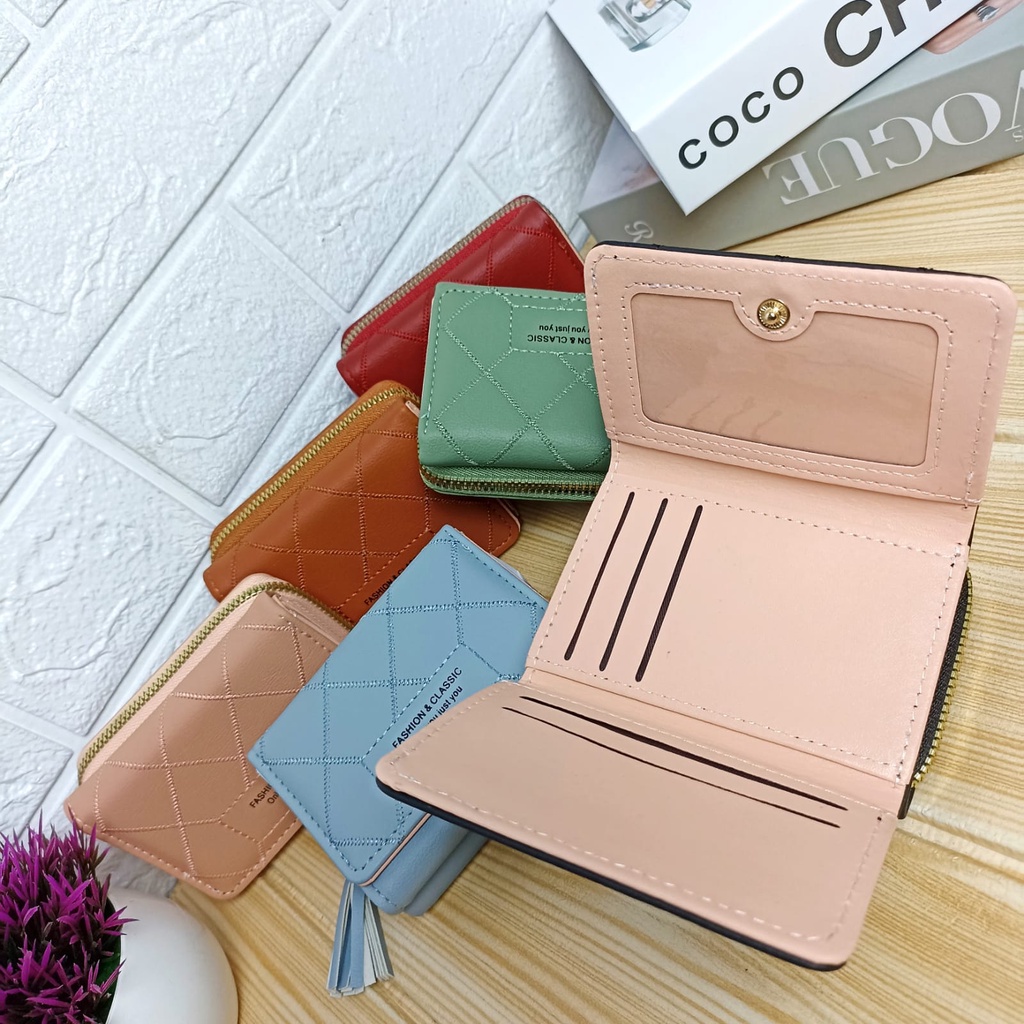 Dompet Lipat Wanita Rumbai Fashion Style Korea Dompet Cewek Mini Multifungsi Women Wallet PU Satu7an D80