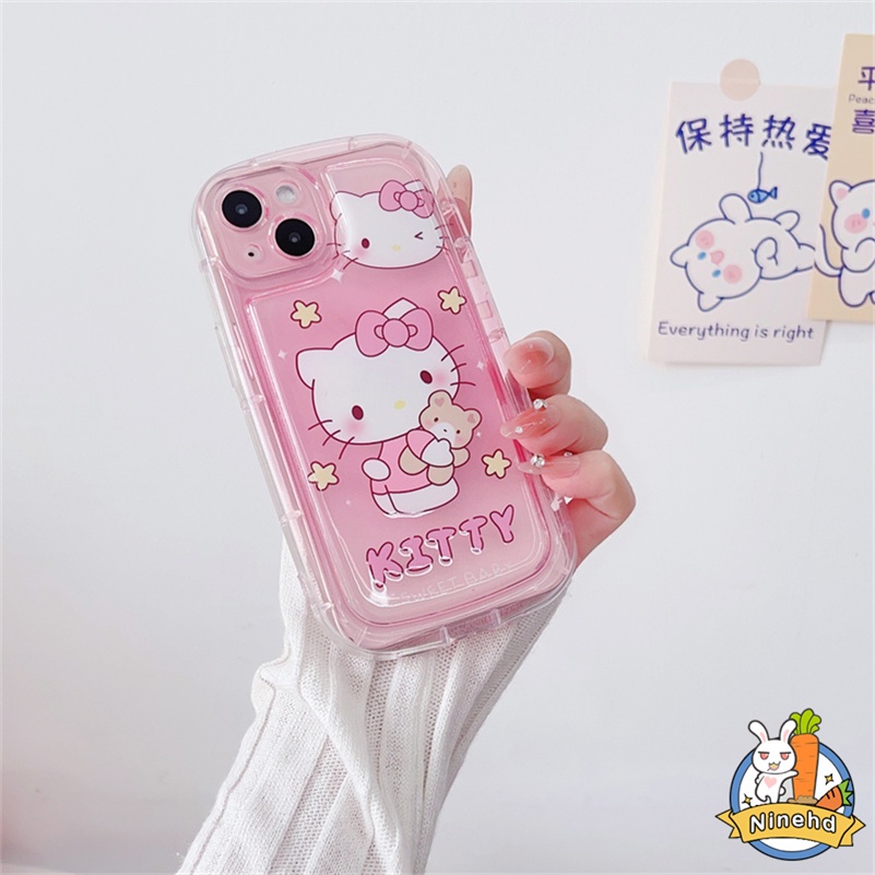 Soft Case Silikon Motif Kartun Kitty Untuk iPhone 14 13 12 11 Pro Max X Xr Xs Max 8 7 6 6s Plus SE 2020