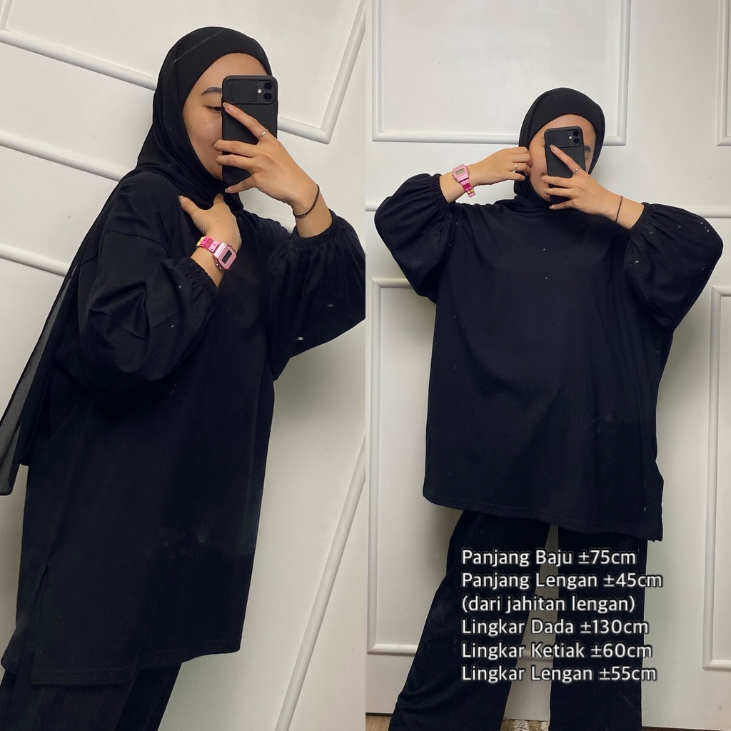 Atasan Wanita Lengan Panjang LD130 Jumbo Black-ElSleeve