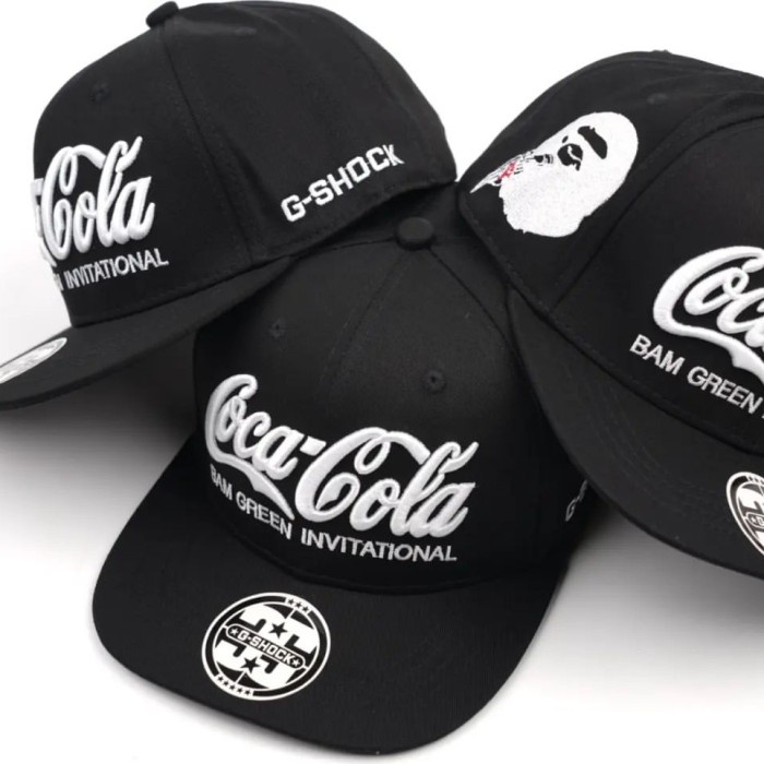 topi snapback coca-colax bape original import/ coca-cola cap/hat - Hitam, All Size