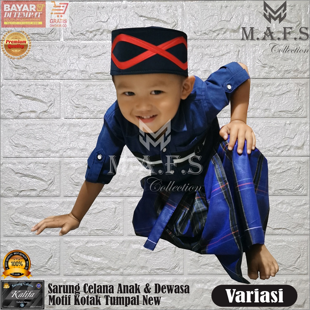 SARUNG CELANA INSTAN ANAK USIA 1 - 7 Thn MOTIF KOTAK TUMPAL KALIFA