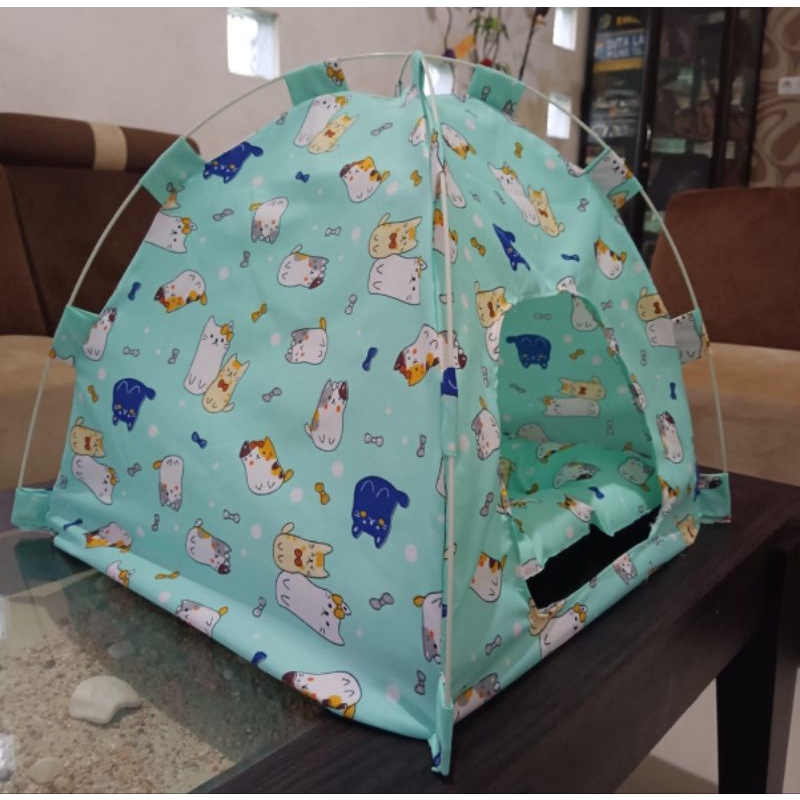 rumah kucing tenda bungkar pasang plus kasur anti gembos zeorfarm