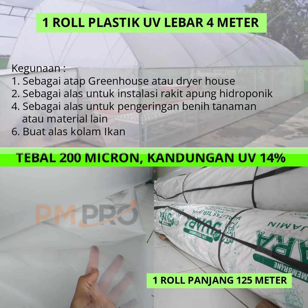 1 Roll Plastik Uv Lebar 4 Panjang 125 Meter Tebal 200 Micron Merk Juara Plastic Untuk Atap Tanaman Hidroponik Green House Atau Buat Kolam Ikan Dan Tambak