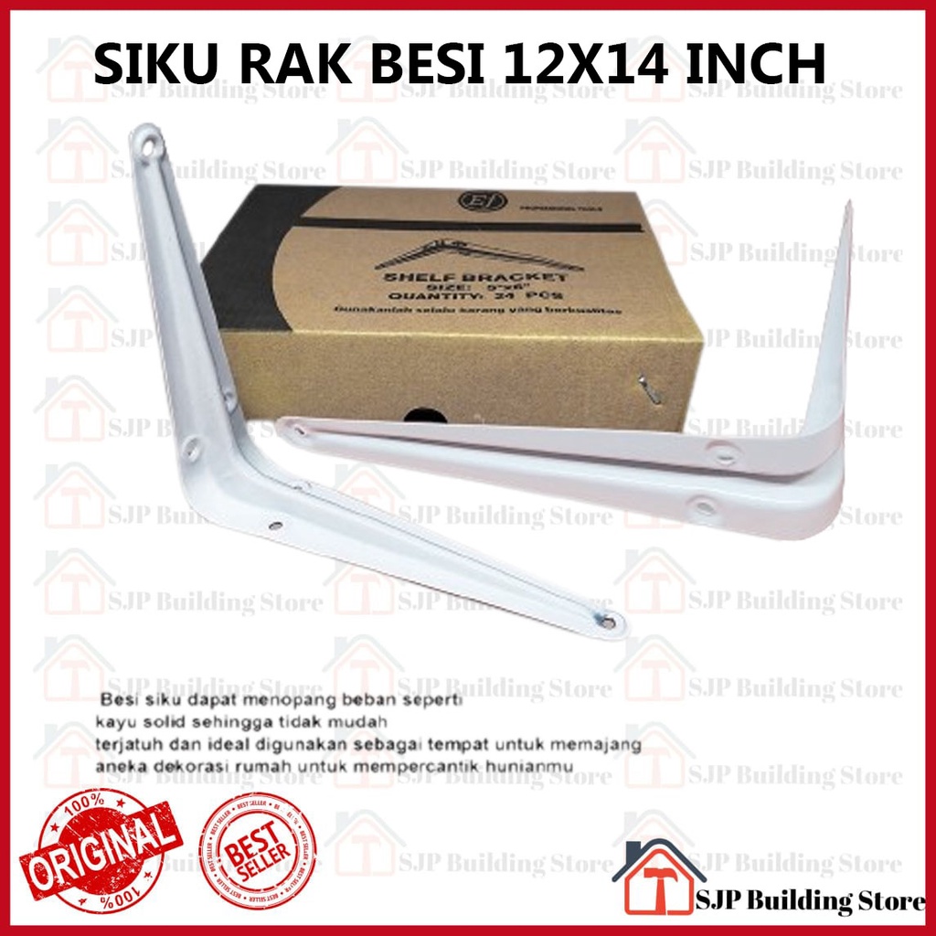 Siku Rak Putih Besi L Putih Uk. 12x14 Inch l Shelf Bracket l Penyangga Ambalan 1 Pcs