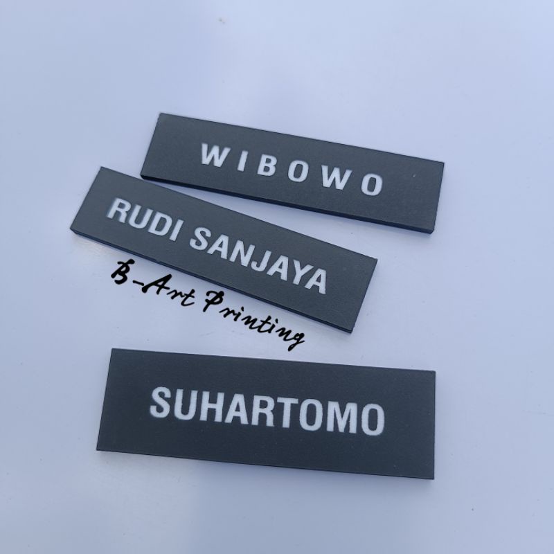 SEHARI JADI Name Tag Tebal 3 mm Nama Dada Papan Nama Grafir Gravir Gravier DOFF Laser MURAH( Nametag Ukir/Laser, Papan Nama Persit, PNS, PDH, TNI/POLRI)