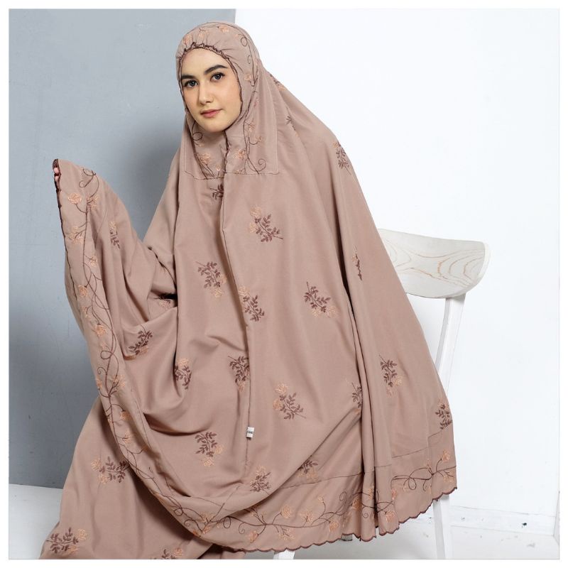 Jennabia Mukena Dewasa Jumbo/ Mukena dewasa Bordir Bunga Tulip Humaira