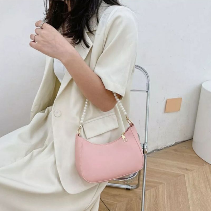 dem_sare / DS1196 BERLINE Tas shoulder bag wanita vintage bolsa rantai Mutiara Sling Bag Tas Selempang Bordir