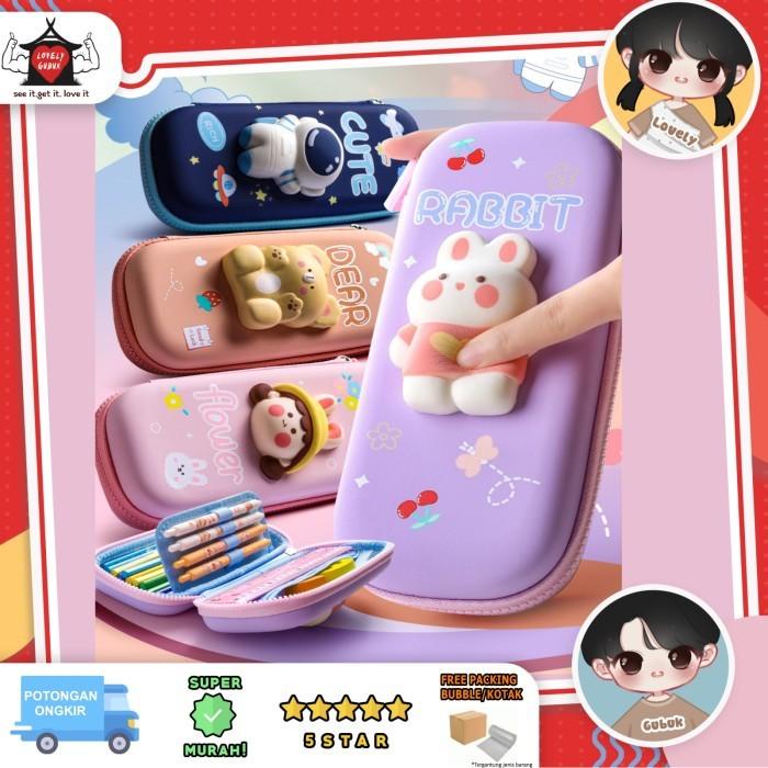 

Kotak pensil 3D kartun squishy anak, Tempat ATK 3D lucu anak BARU Vyn