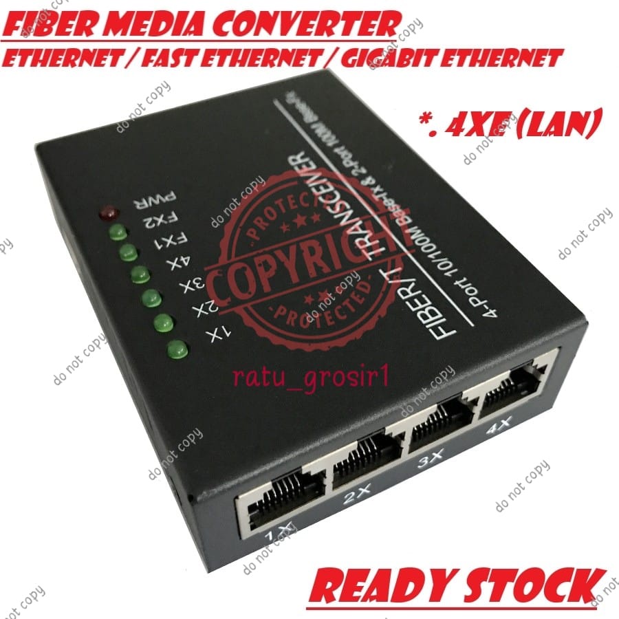 Media Converter 2 Port 2 Fiber SC A &amp; B 4 RJ45 Fiber Optic 10/100 Mbps