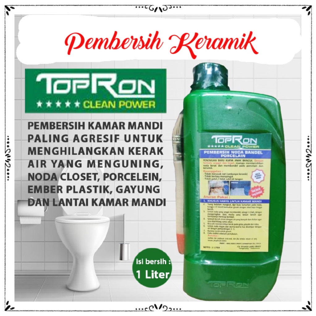 TOPRON Clean Power Original Pembersih Kerak Kamar keramik Mandi Lantai Gratis Kuas Cantik