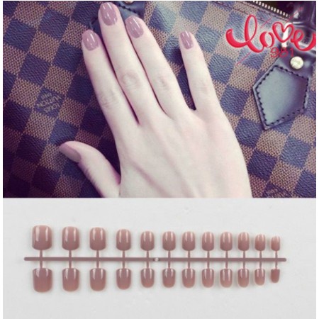 24pcs /fake nails/ kuku palsu pendek model glossi french