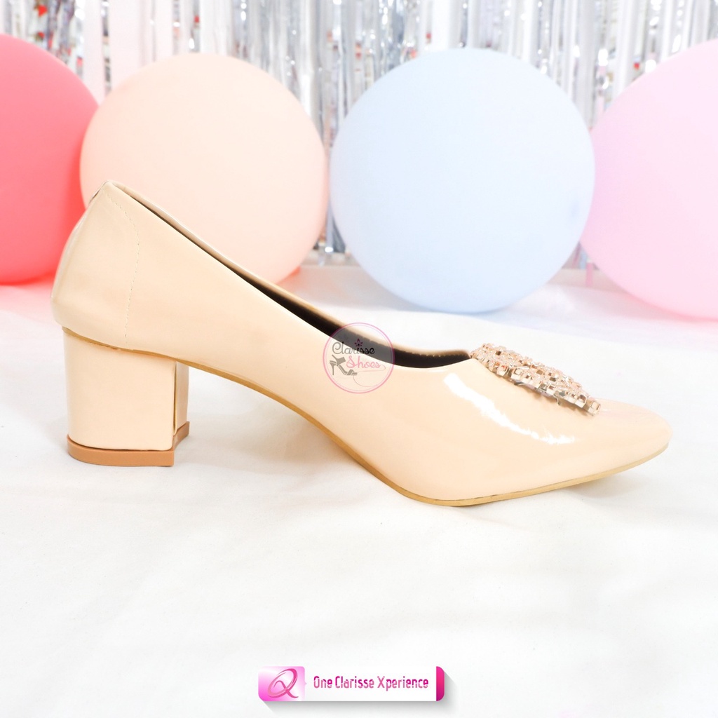 Clarisse DIAMOND pantofel kerja 5 CM Sepatu Wanita Hak tahu high heels Glossy Nyaman