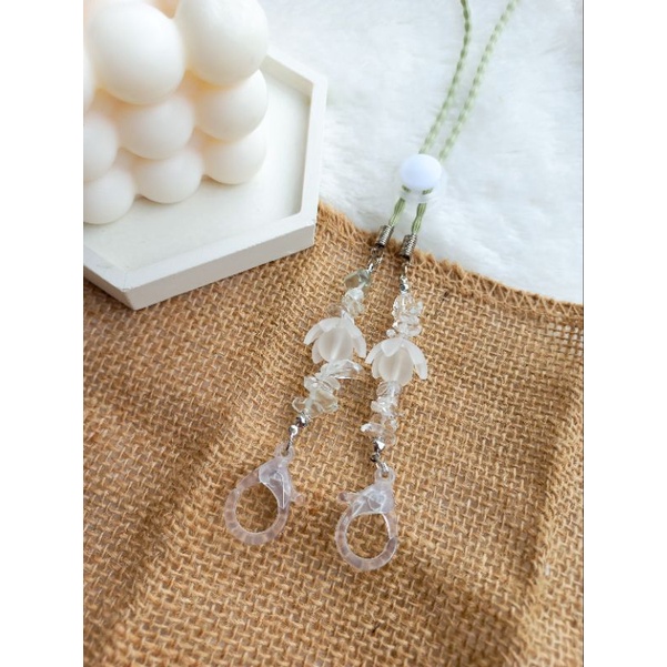 READY [COD] Strap Masker hijab 2 in 1 batu bening model serut ada 4 WARNA