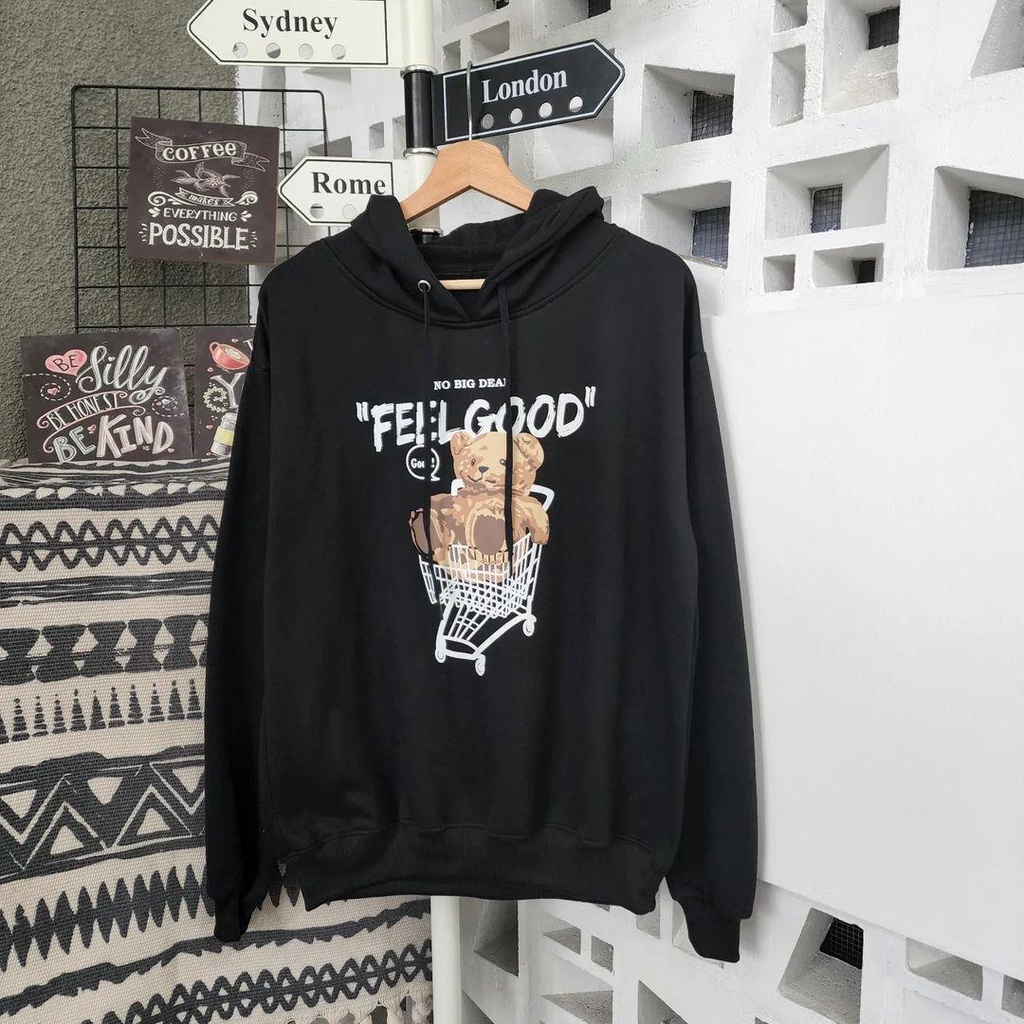 Hoodie Sweater BEAR FEEL GOOD bisa untuk jaket pria/wanita