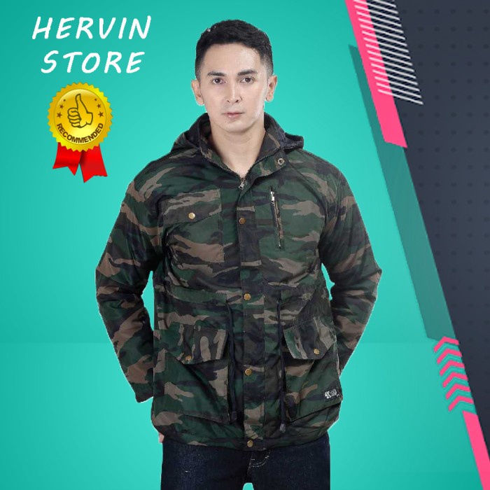 jaket pria Jaket Parka Pria Army Green Camo - L(J0E7) Jaket Pria Jeans Jaket Pria Dewasa Waterproof 