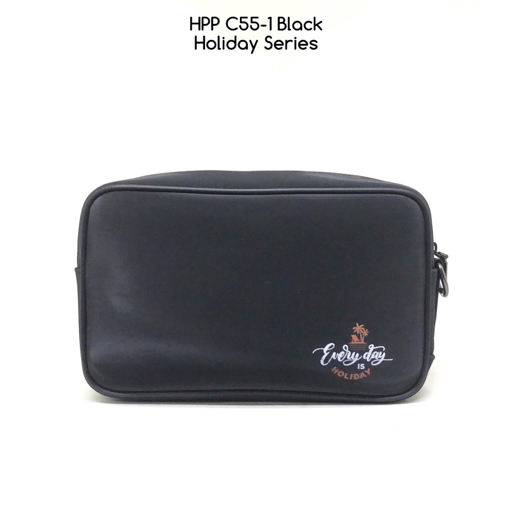 clutch pria hushpuppies C55-1 Black holiday series premium tas antiair waterproof