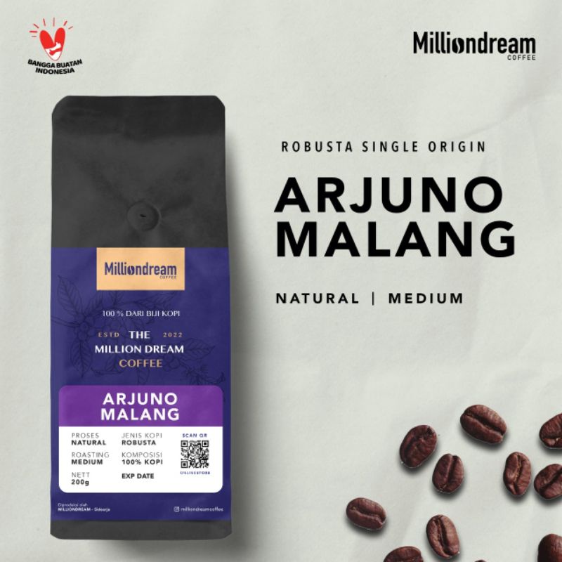 

Kopi Arjuno Blend Robusta dan Arabika Malang Million Dream Coffee Grade 1 200g