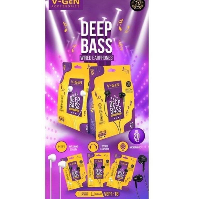 Promo Termurah [Beli 2 Gratis Mini Gold] Handsfree earphone V-GEN DEEP BASS WIRED EARPHONES VEP1-18 