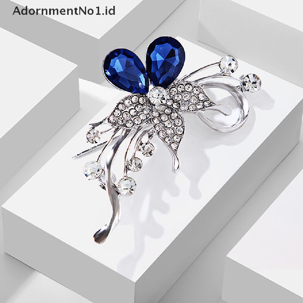 [AdornmentNo1] Kristal Berlian Bertabur Lima Kelopak Bunga Perhiasan Bros Wanita Brooch Pin [ID]