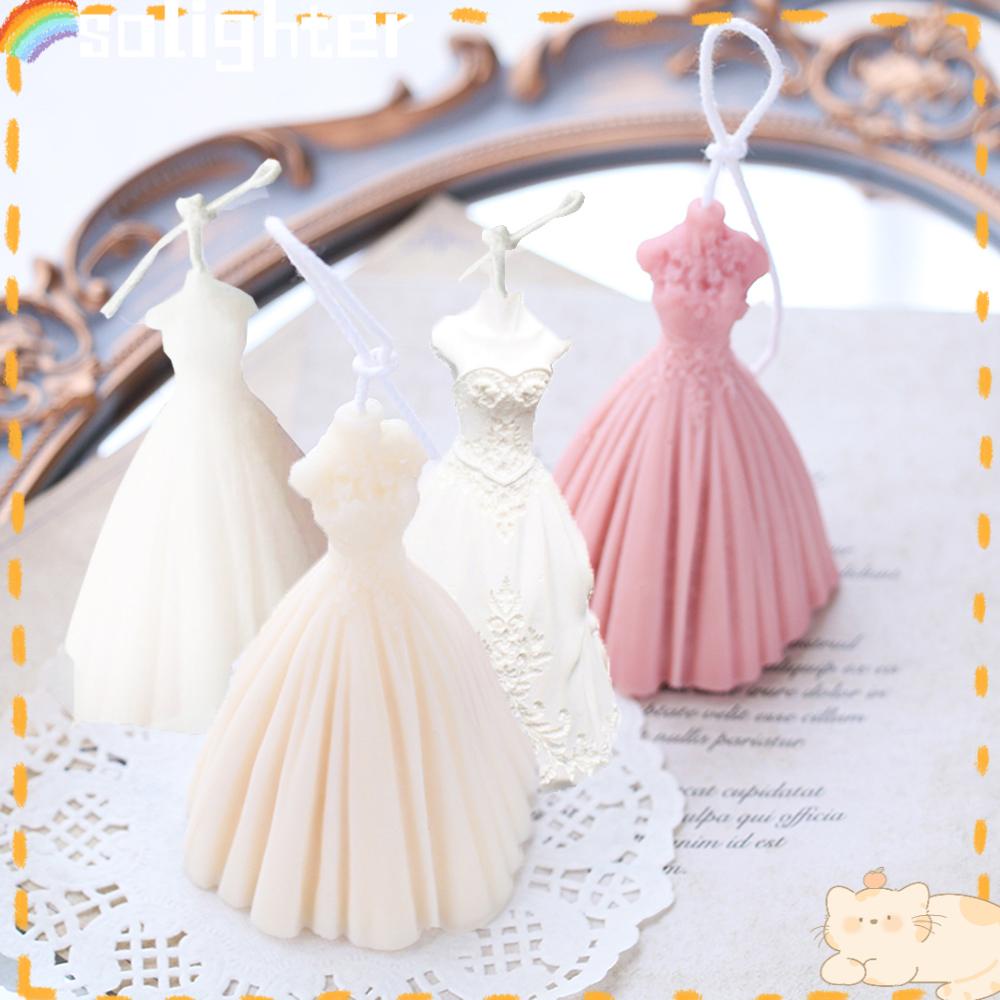 Solighter Cetakan Silikon 3D Epoxy Resin Wedding Dress Handmade Model Lilin