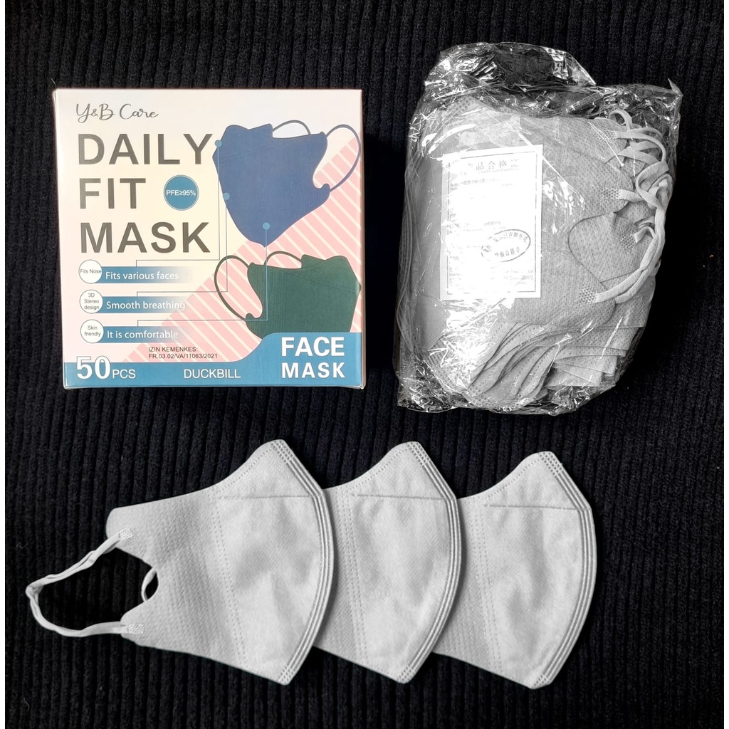 MASKER 3 PLY DUCKBILL Y&amp;B Care 50pcs MIX WARNA