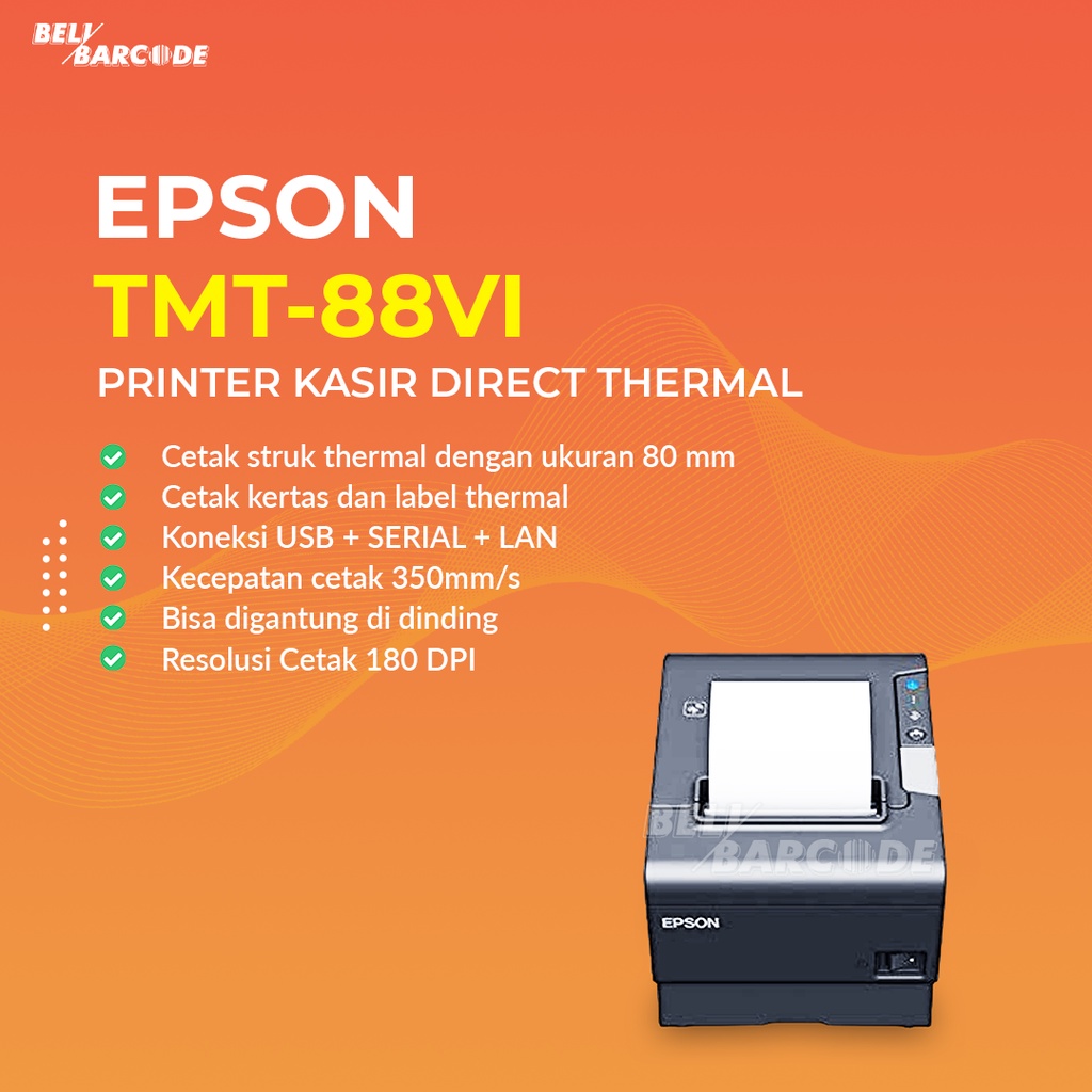 Printer EPSON TM-T88VI Cetak Struk Receipt Auto Cutter