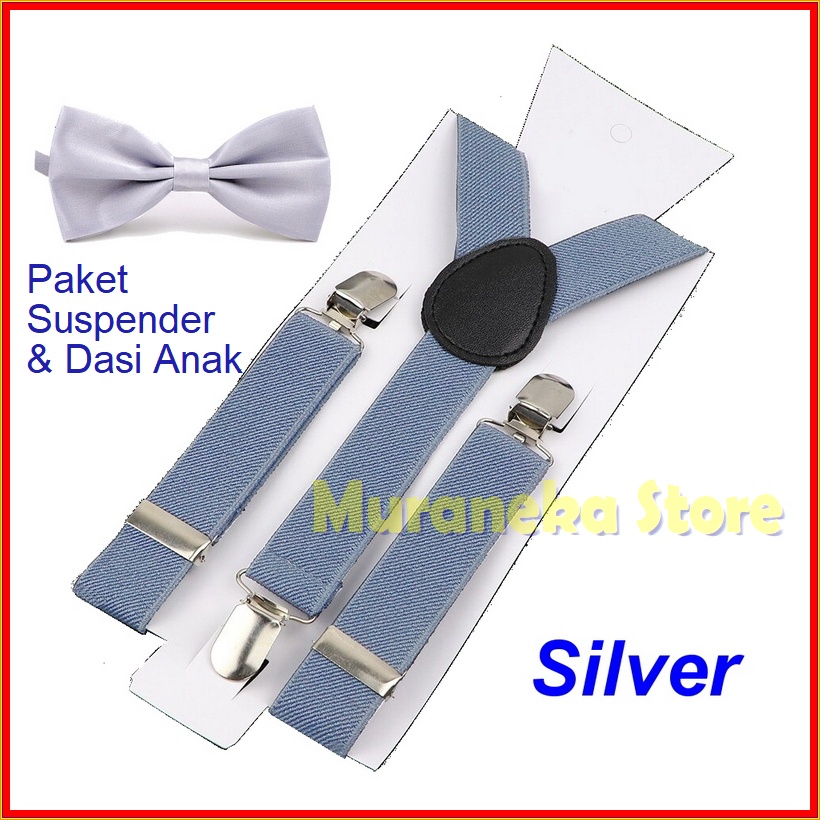 PAKET Suspender Bretel ANAK Dasi Kupu Bowtie Balita Laki Hitam Pesta Bayi Anak2 Wedding Merah KremCoklat Biru Putih Bridesmaid Cowok TK Ikat Pinggang Belt Hijau Lucu Kekinian Pernikahan Seragam Tali Jojon Kodok Kecil Elastis Abu Murah Pria Cewek Fashion