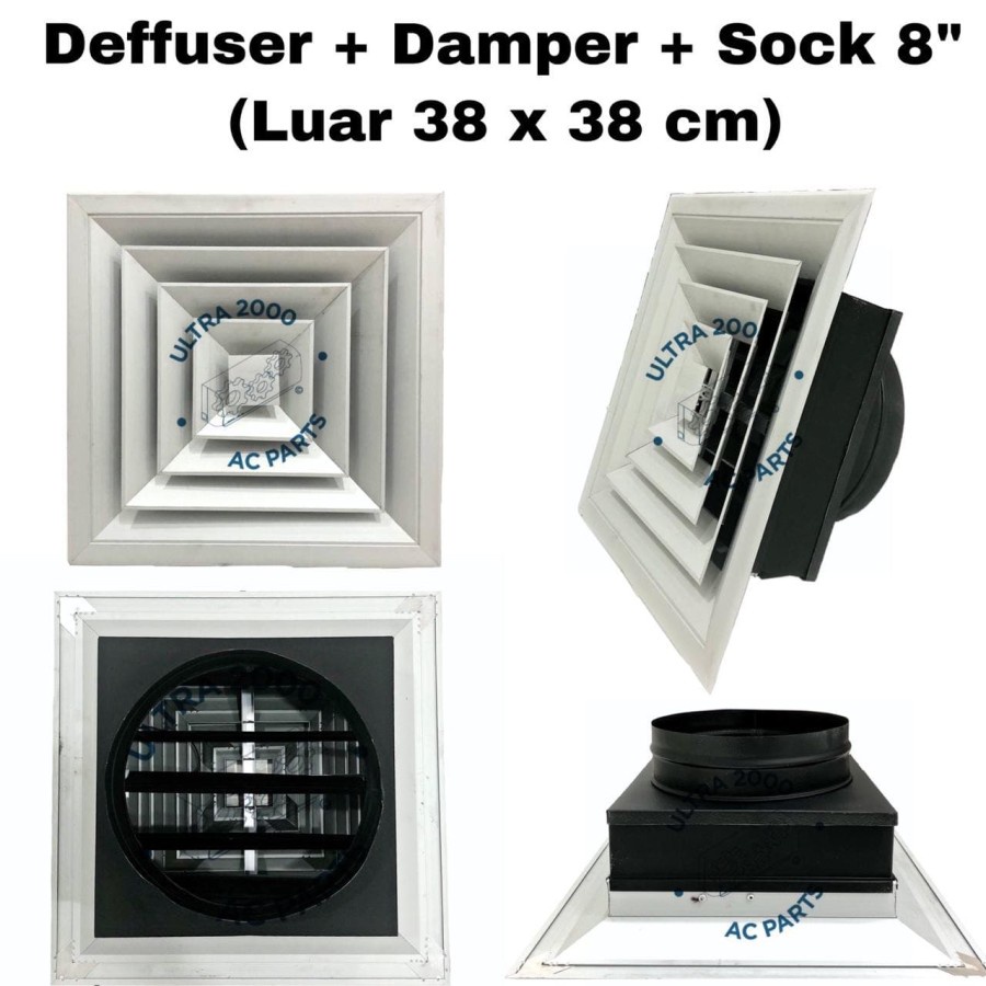 Diffuser AC Grille Sock 8” 38cm x 38cm UK LUAR