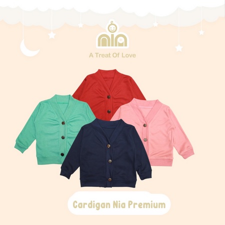 Nia Cardigan Bayi Perempuan 6-12 Bulan Warna Polos Premium