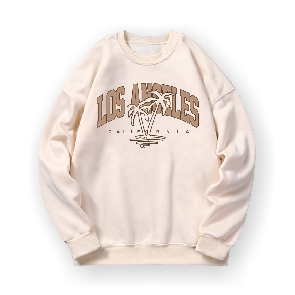 Sweatshirt Basic LOSANGELES CALIFORNIAII Sweater Crewneck Print DTF II Size M - XL Anak &amp; Dewasa ( Pria &amp; Wanita )