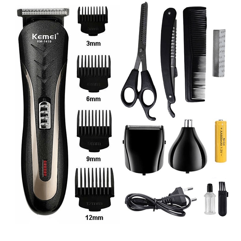 TARABABYSTORE Mesin Pencukur Rambut KEMEI 3in1 Alat Cukur Rambut Kumis Jenggot Bulu Hidung Potong Rambut Cas Elektrik Tanpa Kabel Hair