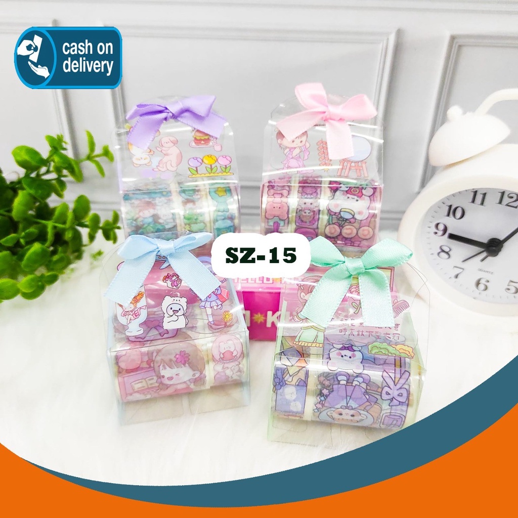 

Sticker BOX Mini Washi Tape paper bag kecil Solatip Roll Kode SZ-15 Set Daily Manual Cute Pattern Decorative Tape Sticker Gift CRAFT