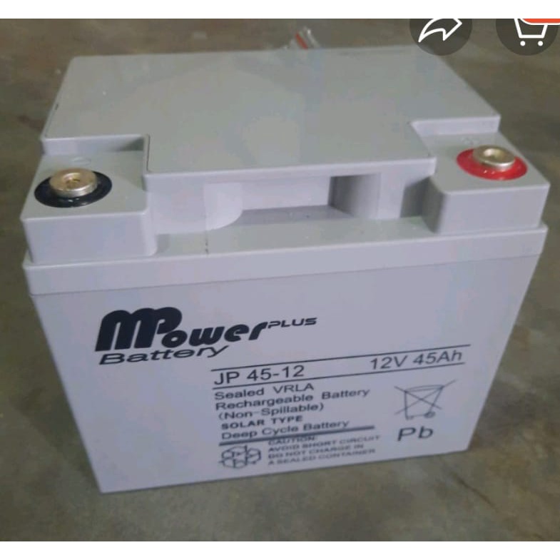 Aki 12V 45Ah Vrla Deep Cycle Mpower Plus Jp45-12 Best Seller SURABAYA AKI 45AH M POWER